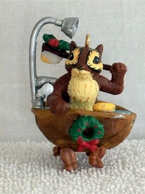 Hallmark Brown and Green Chipmunk in Bathtub Ornament